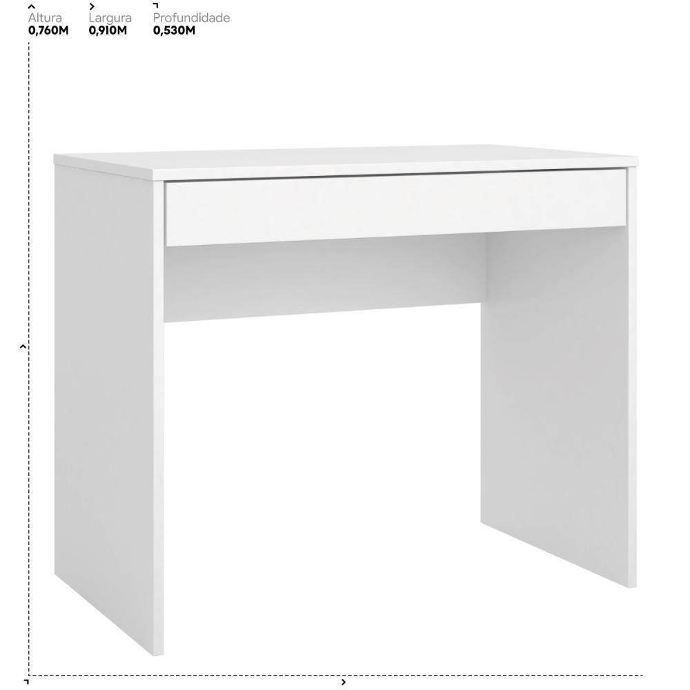 Escrivaninha 91 Cm 1 Gaveta Nevada - Branco - 2