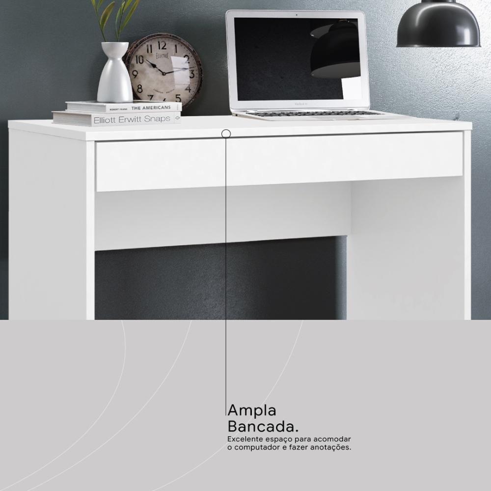 Escrivaninha 91 Cm 1 Gaveta Nevada - Branco - 3