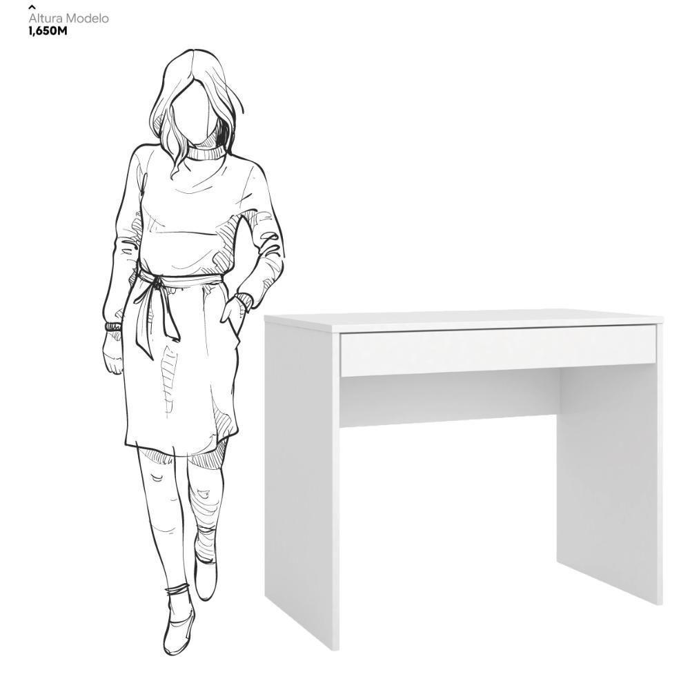Escrivaninha 91 Cm 1 Gaveta Nevada - Branco - 4