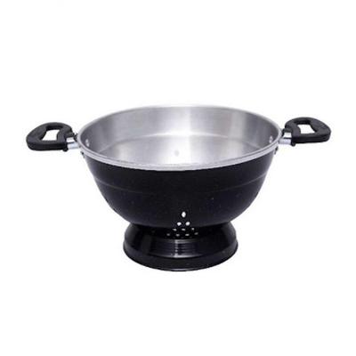 Escorredor E Macarrão De Aluminio Preto 24cm Com Pé Docesar