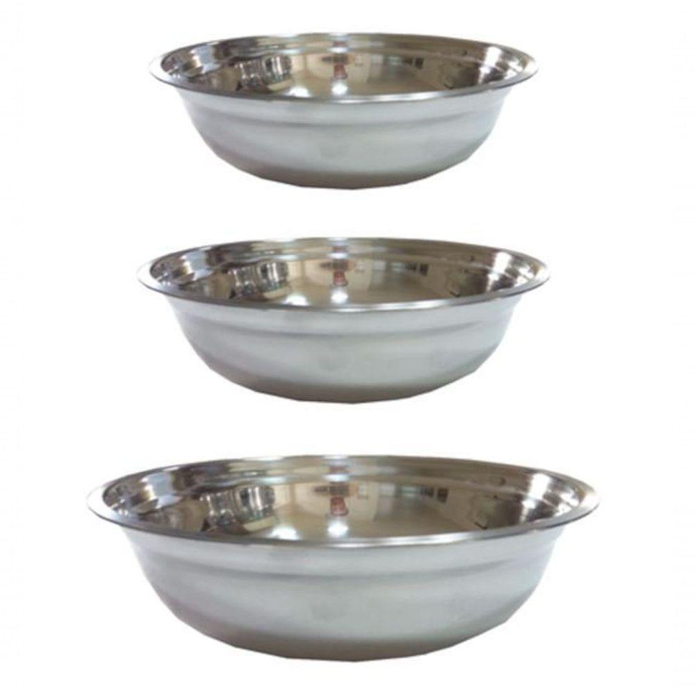 Kit Bacia Tigela Saladeira Em Inox Com 3 Peças Docesar - 2