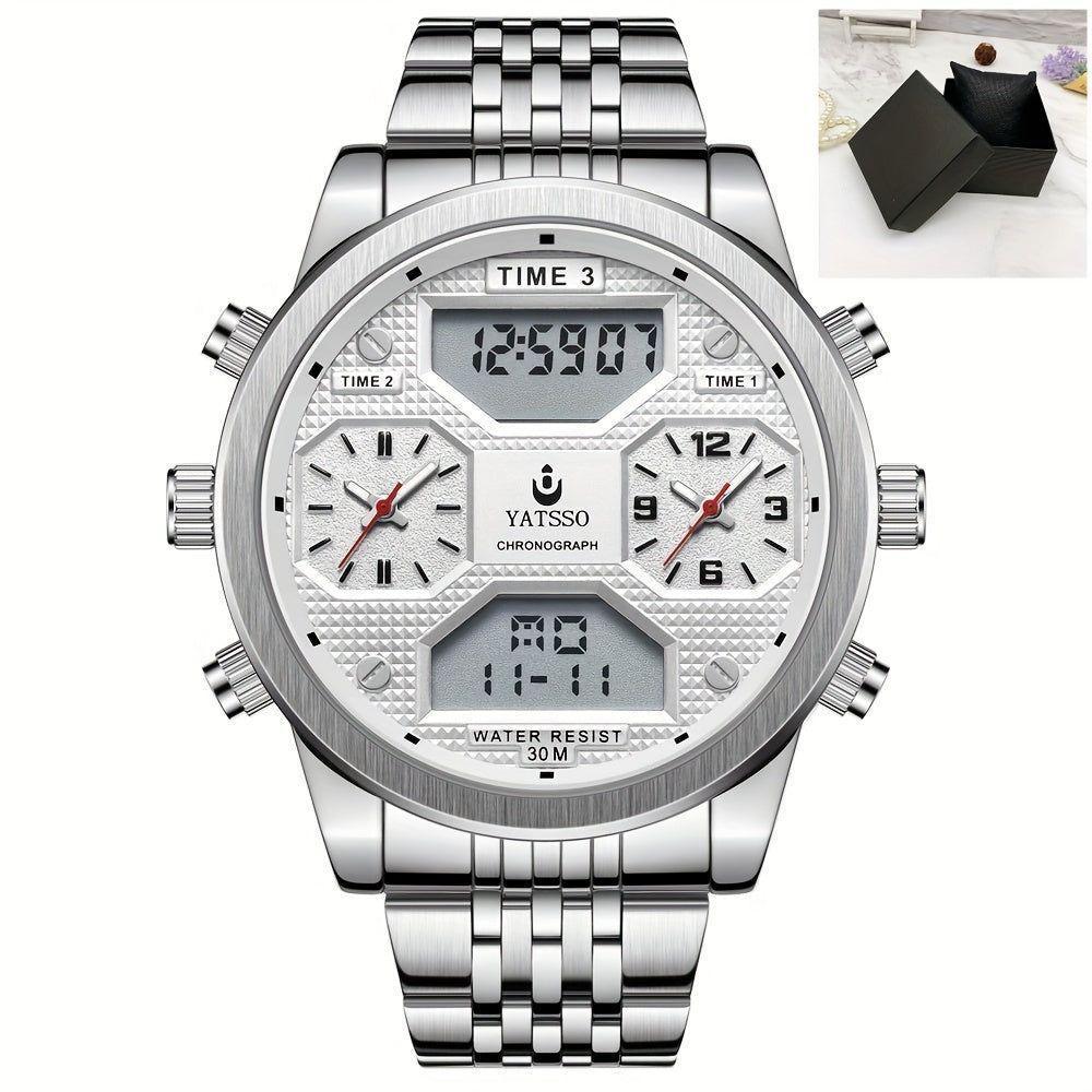 Relógio Eletrônico Luminoso De Led Com Display Duplo à Prova D'água Prata - 1