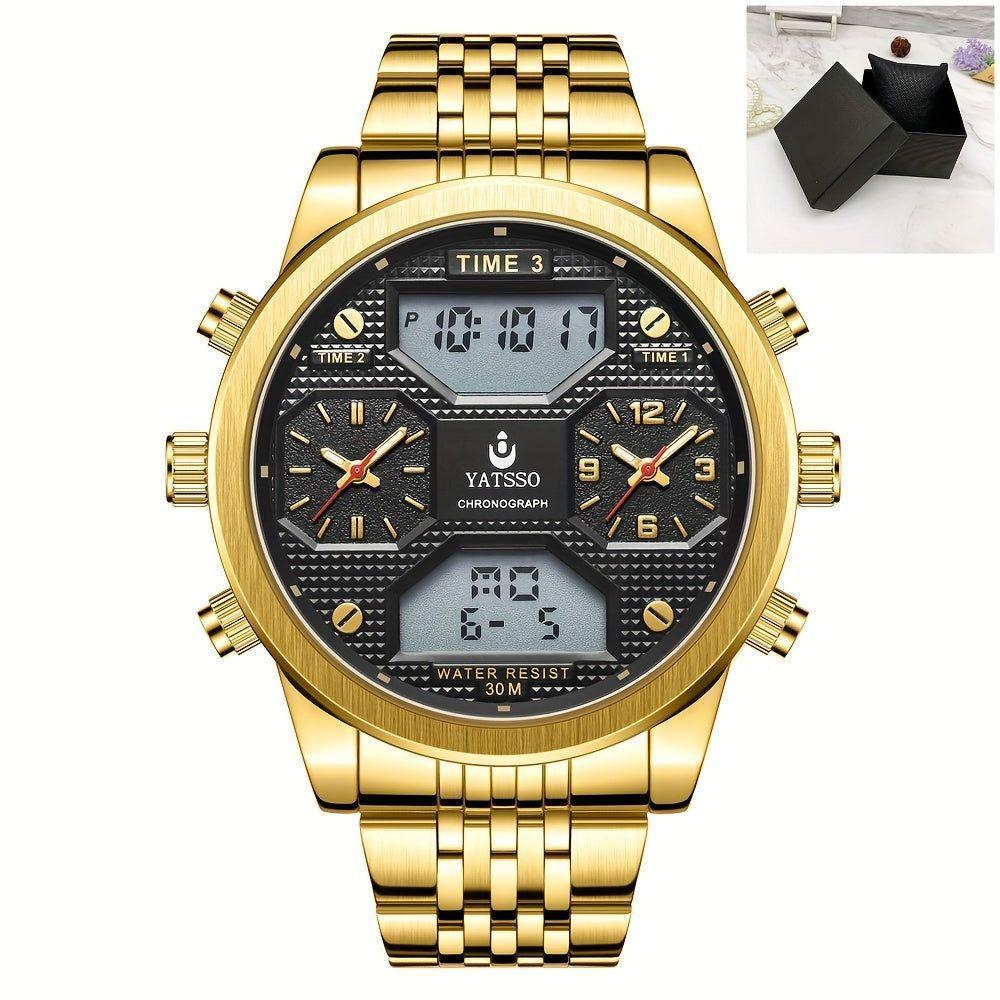 Relógio Eletrônico Luminoso De Led Com Display Duplo à Prova D'água Dourado - 1