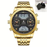 Relógio Eletrônico Luminoso De Led Com Display Duplo à Prova D'água Dourado - 1