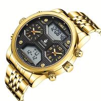 Relógio Eletrônico Luminoso De Led Com Display Duplo à Prova D'água Dourado - 3