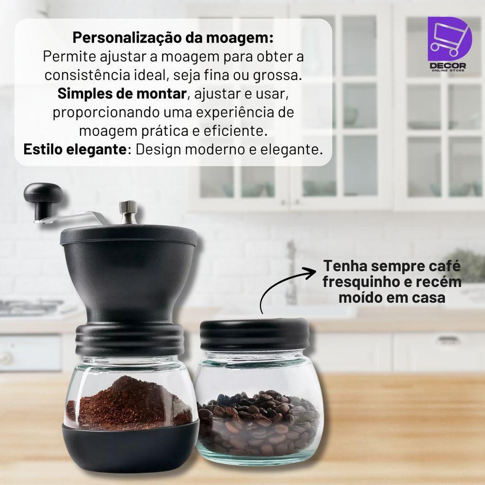 Moedor De Café Manual Em Vidro E Plástico Com Lâminas De Cerâmica Durável E Moderno, Cor Marrom - 5