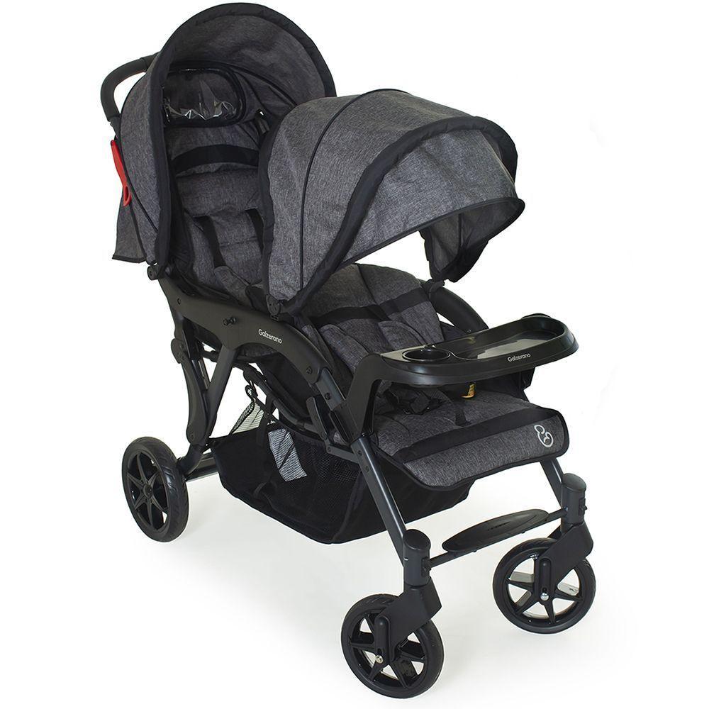 Carrinho de Bebê para Gêmeos Galzerano Duplo Doppio II Grafite - 1