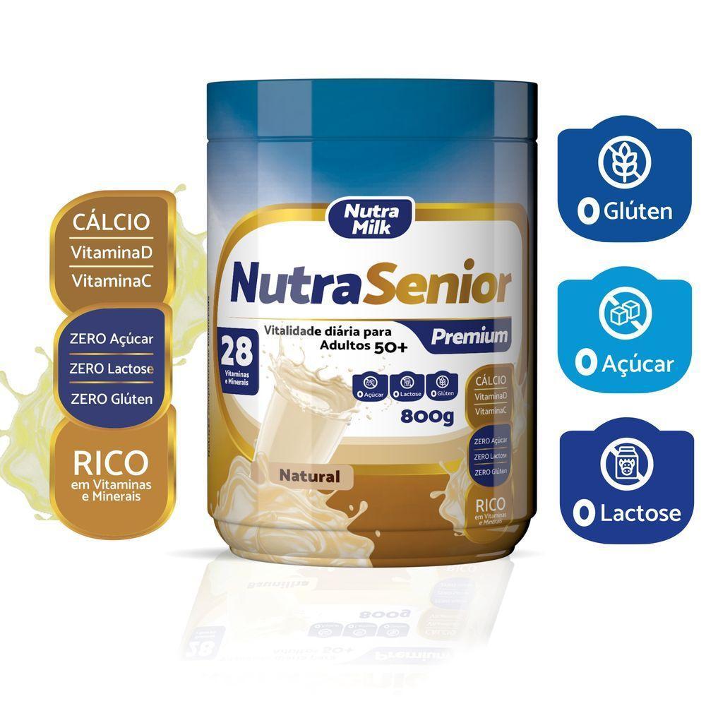 Nutra Senior Premium 50+ - Suplemento Alimentar Rico Em Vitaminas E Minerais - Zero Lactose Sabor Natural 800g - 1