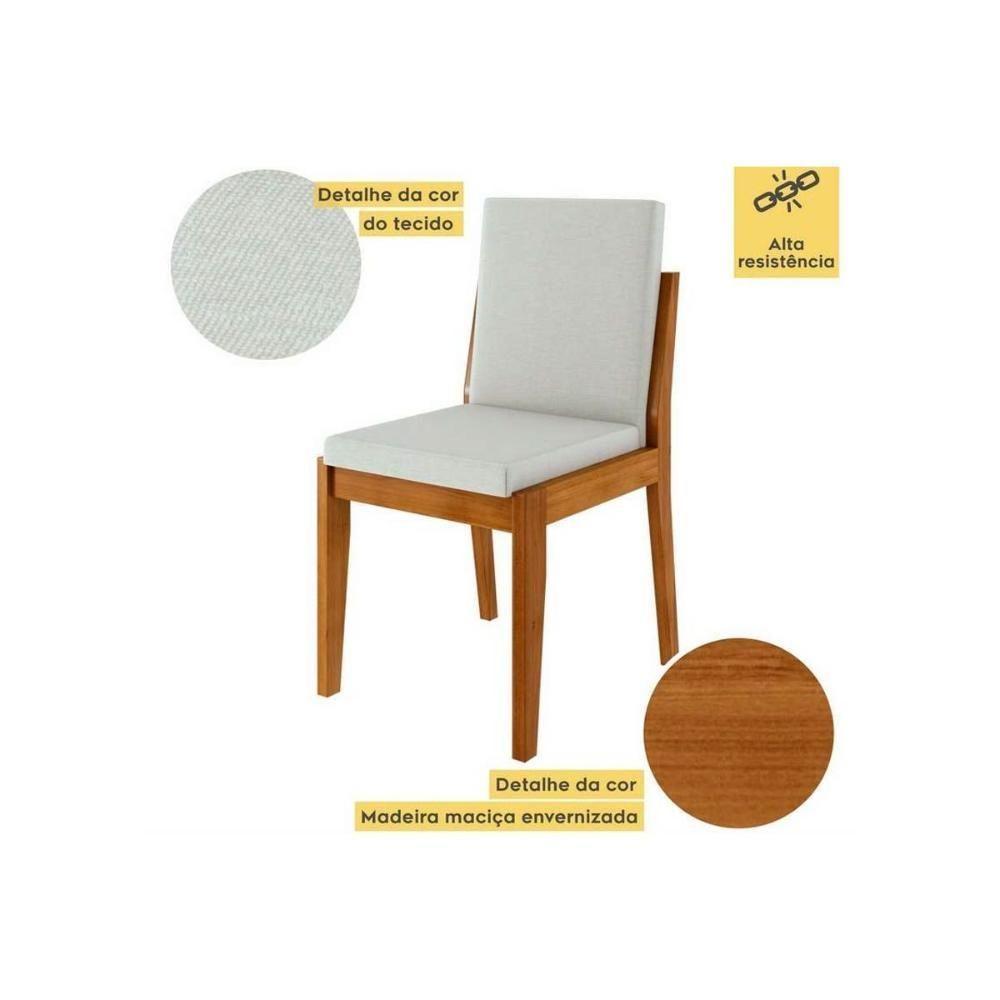 Conjunto Mesa De Cozinha Donna Com Tampo Madeirado Com Vidro 120cm E Cadeiras Lady 4 Un Natural Nesher - 4