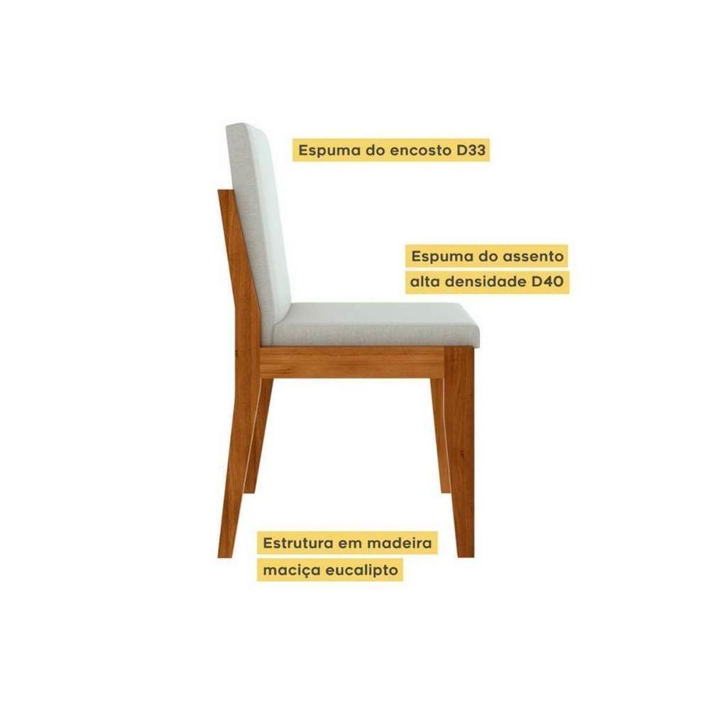 Conjunto Mesa De Cozinha Monalisa Com Tampo Madeirado Com Vidro 160cm E 6 Cadeiras Lady Natural Nesher - 10