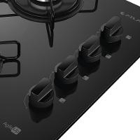 Cooktop 4 Bocas Preto Mesa De Vidro Atlas Agile Up Mega Chama Bivolt