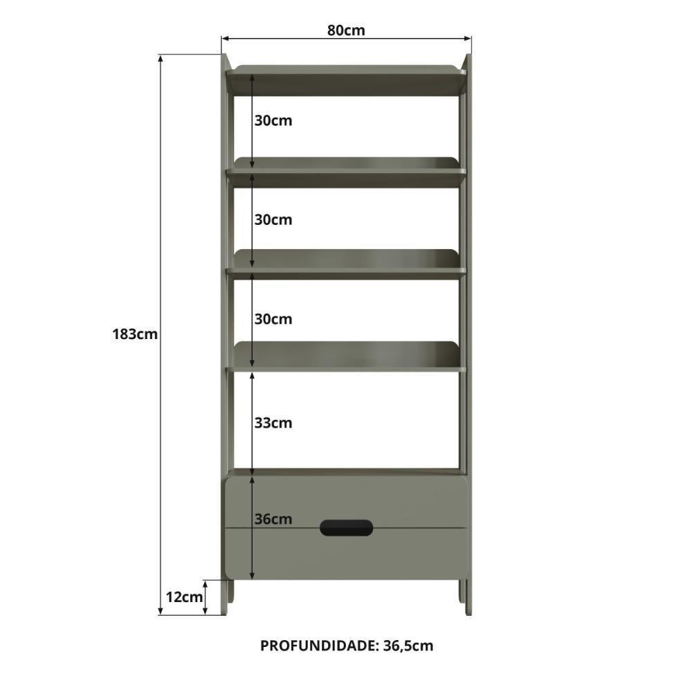 Armário Estante Multiuso 4 Prateleiras E 2 Gavetas Elvis - Verde - 6