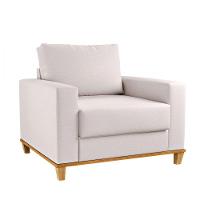 Poltrona Decorativa Sala De Estar Prada Linho Amêndoa Viero Imbuia / Pastel - 1