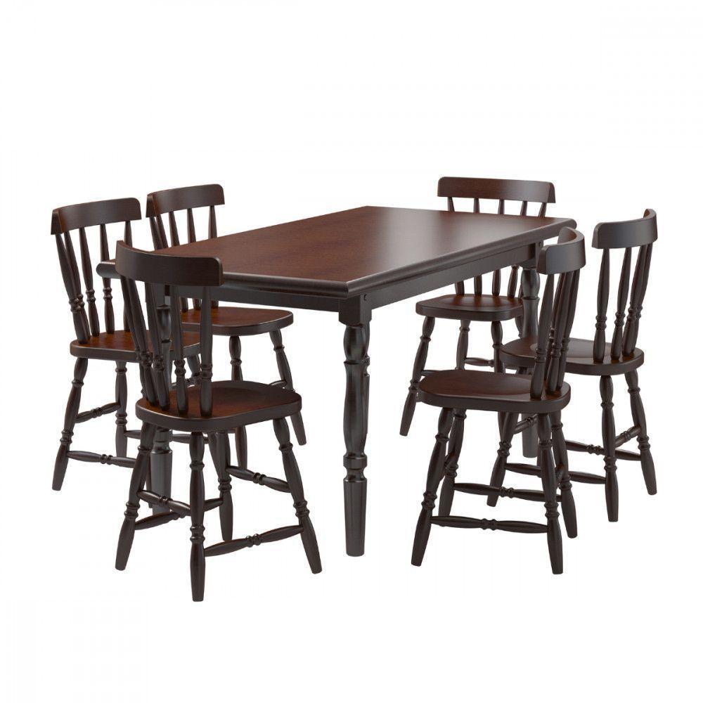 Mesa De Jantar Com 6 Cadeiras Madeira Castanho Piratini Castanho - 1