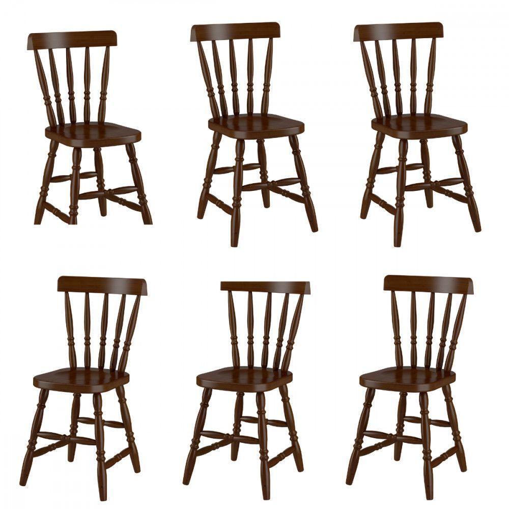 Mesa De Jantar Com 6 Cadeiras Madeira Castanho Piratini Castanho - 3