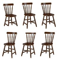 Mesa De Jantar Com 6 Cadeiras Madeira Castanho Piratini Castanho - 3