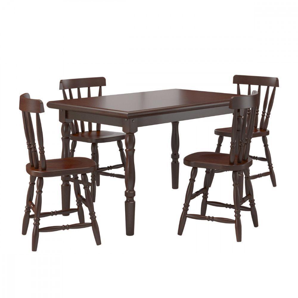 Mesa De Jantar Com 4 Cadeiras Madeira Castanho Piratini Castanho - 1