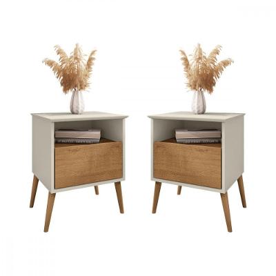Kit 2 Mesas De Cabeceira Cancun Off White Naturalle Bechara Naturalle Com Off White