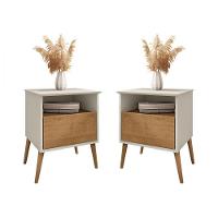 Kit 2 Mesas De Cabeceira Cancun Off White Naturalle Bechara Naturalle Com Off White - 1