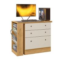 Cômoda Com Mesa Gamer Giratória Freijo Com Off White Qmovi Freijo Com Off White - 2