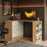 Cômoda Com Mesa Gamer Giratória Freijo Com Off White Qmovi Freijo Com Off White - 3