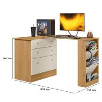 Cômoda Com Mesa Gamer Giratória Freijo Com Off White Qmovi Freijo Com Off White - 5