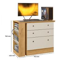 Cômoda Com Mesa Gamer Giratória Freijo Com Off White Qmovi Freijo Com Off White - 6