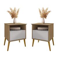 Kit 2 Mesas De Cabeceira Cancun Cinamomo E Off White Bechara - 1