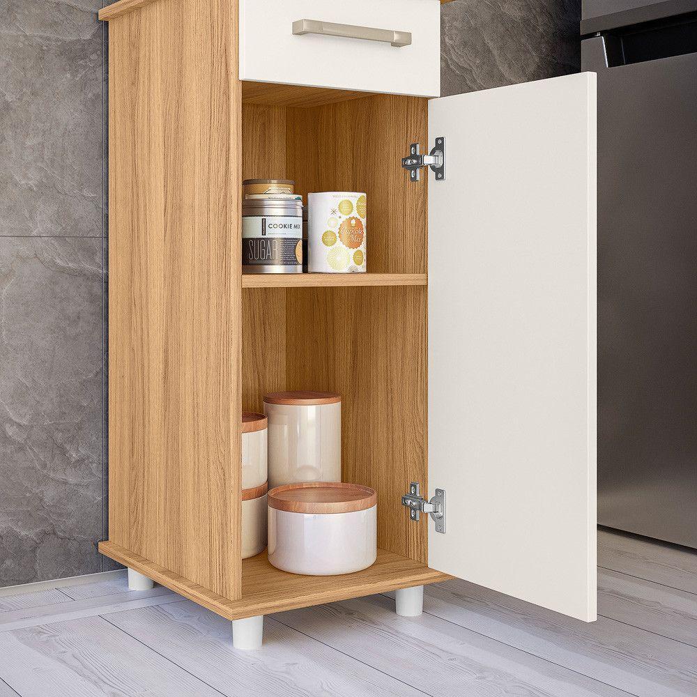 Balcão Multiuso Isis Simples 1 Porta 1 Gaveta Nicioli Freijo Com Off White - 3