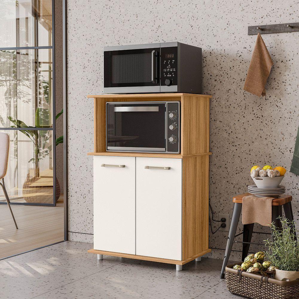 Balcão Multiuso Isis 2 Portas Freijo Com Off White Nicioli Freijo Com Off White - 2