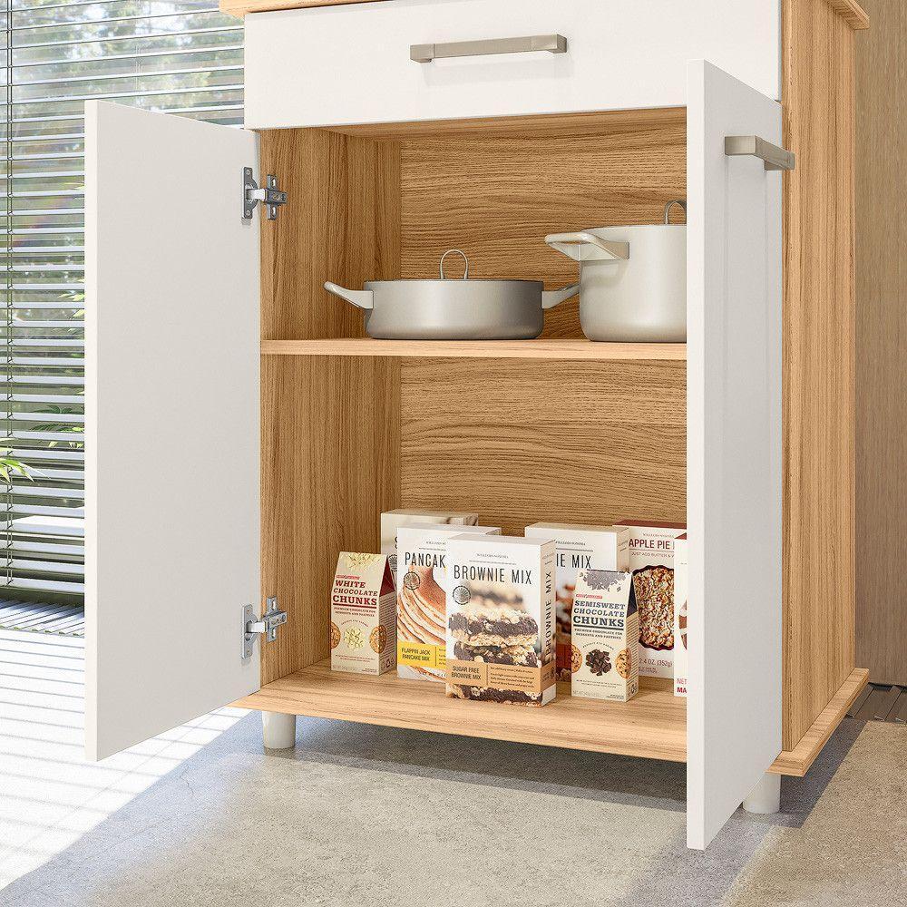 Balcão Multiuso Isis Duplo 2 Portas 1 Gaveta Nicioli Freijo Com Off White - 3