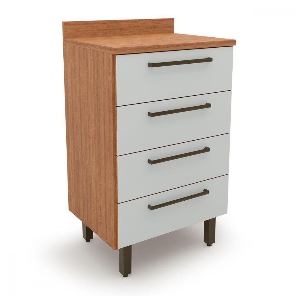 Balcão Gaveteiro 4 Gavetas Evolution Plus Freijo Off White Freijo Com Off White - 1