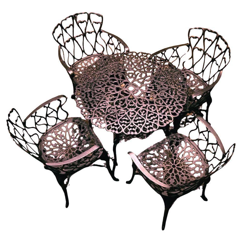 Conjunto De Jardim Modelo Viena Mesa E 4 Cadeiras Piscina Marrom - 1