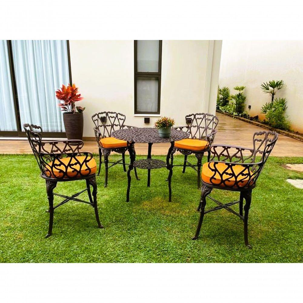 Conjunto De Jardim Modelo Viena Mesa E 4 Cadeiras Piscina Marrom - 4