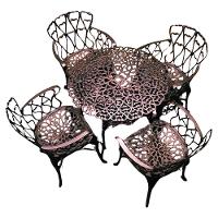 Conjunto De Jardim Modelo Viena Mesa E 4 Cadeiras Piscina Marrom - 1