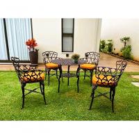 Conjunto De Jardim Modelo Viena Mesa E 4 Cadeiras Piscina Marrom