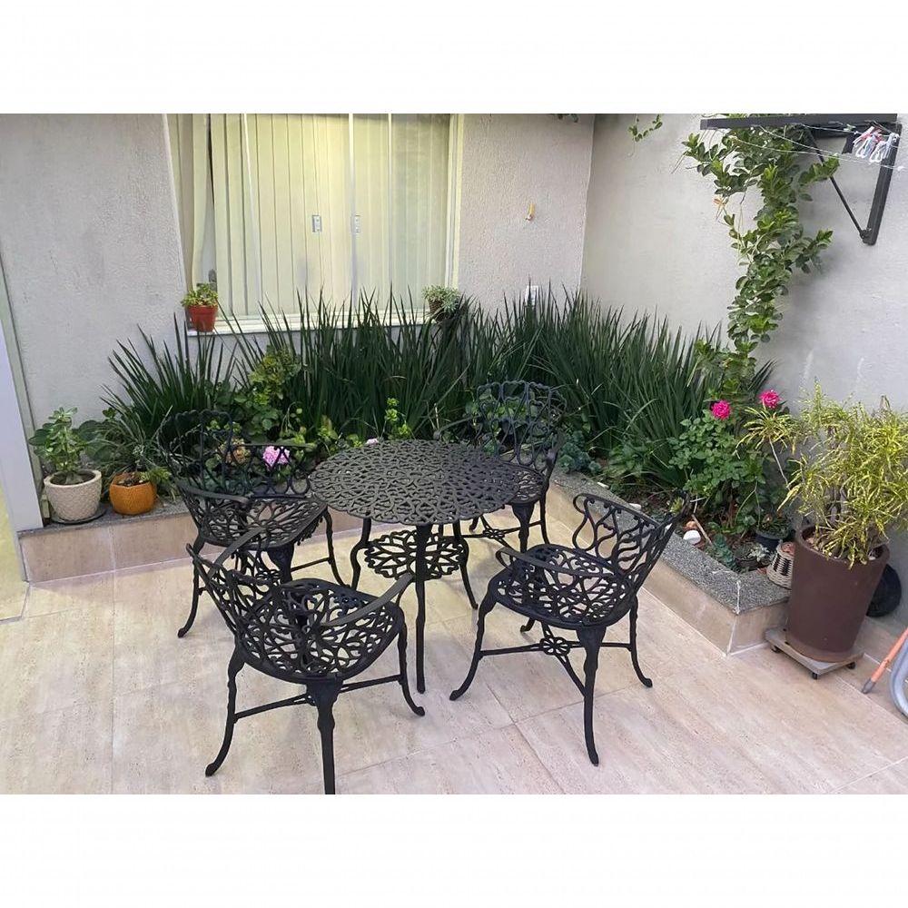 Conjunto De Jardim Modelo Viena Mesa E 4 Cadeiras Piscina Preto - 4