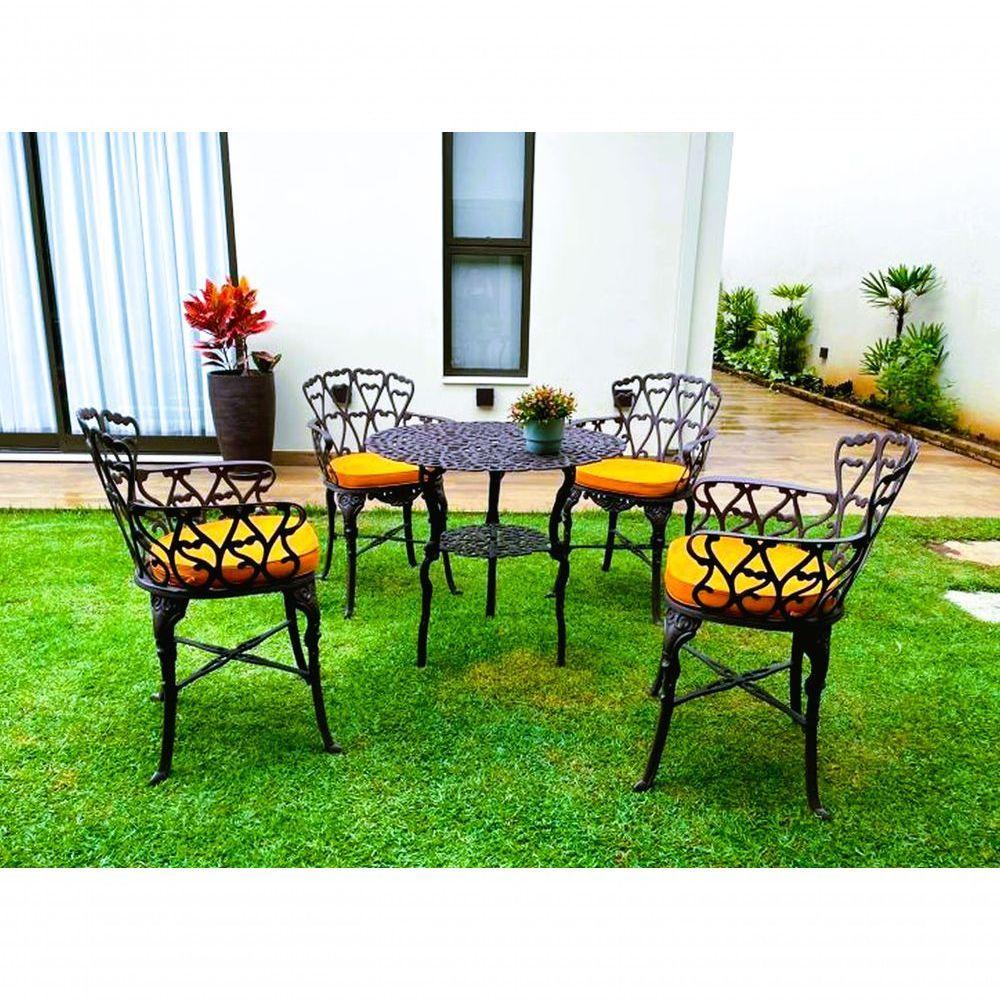 Conjunto De Jardim Modelo Viena Mesa E 4 Cadeiras Piscina Preto - 7