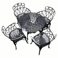 Conjunto De Jardim Modelo Viena Mesa E 4 Cadeiras Piscina Preto - 1