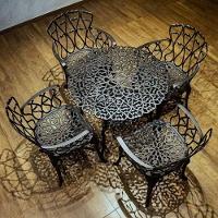 Conjunto De Jardim Modelo Viena Mesa E 4 Cadeiras Piscina Preto - 2