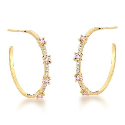 Brinco Argola Ponto De Luz Colorida Banhada A Ouro 18k