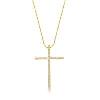 Colar Com Crucifixo Cravejado Banhado A Ouro 18k 60cm - 1