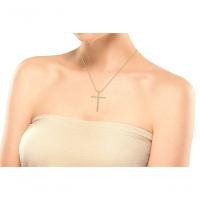 Colar Com Crucifixo Cravejado Banhado A Ouro 18k 60cm