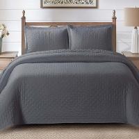 Cobre Leito King Lume Dupla Face 3pç 100% Poliéster Cinza - 3