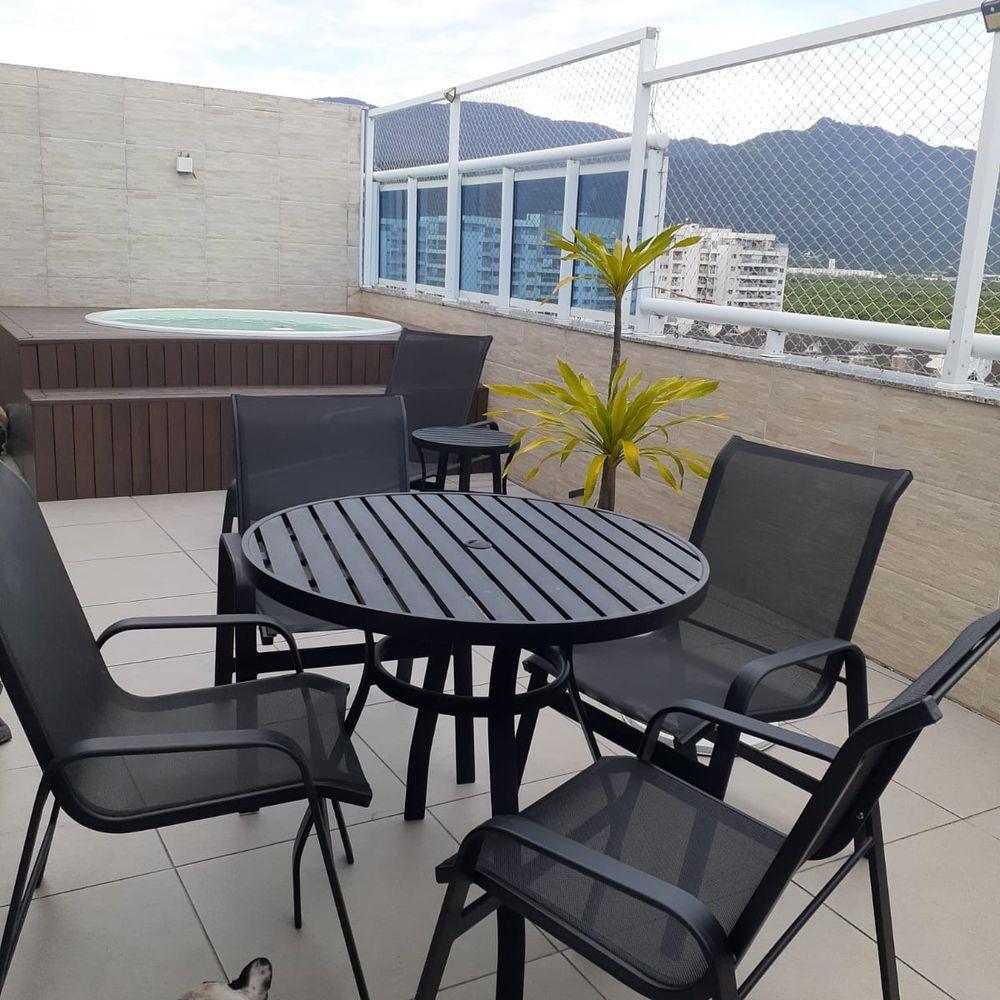 Conjunto De Mesa 1,20m Ripada + 4 Cadeiras Aluminio Piscina Jardim Preto - 5