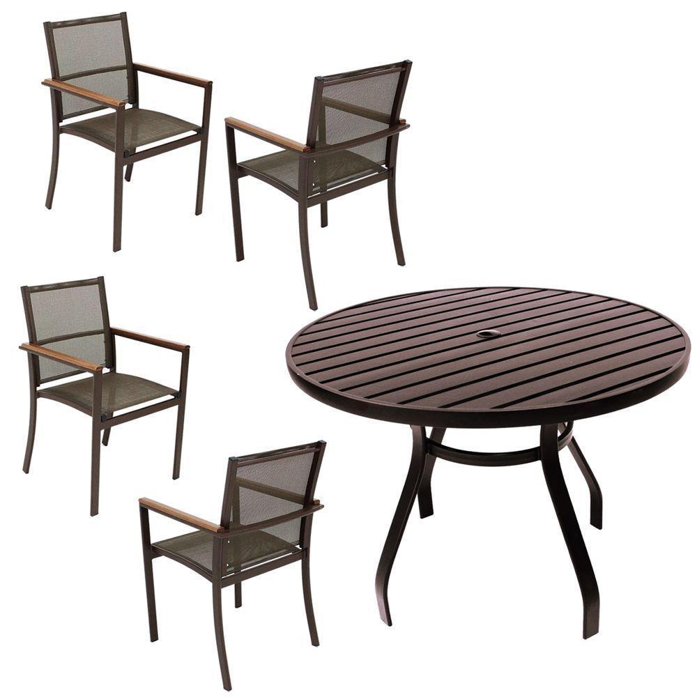Jogo Conjunto De Mesa Aluminio 4 Cadeiras De Piscina Jardim Marrom - 8