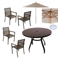 Jogo Conjunto De Mesa Aluminio 4 Cadeiras De Piscina Jardim Marrom - 1