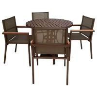 Jogo Conjunto De Mesa Aluminio 4 Cadeiras De Piscina Jardim Marrom - 5