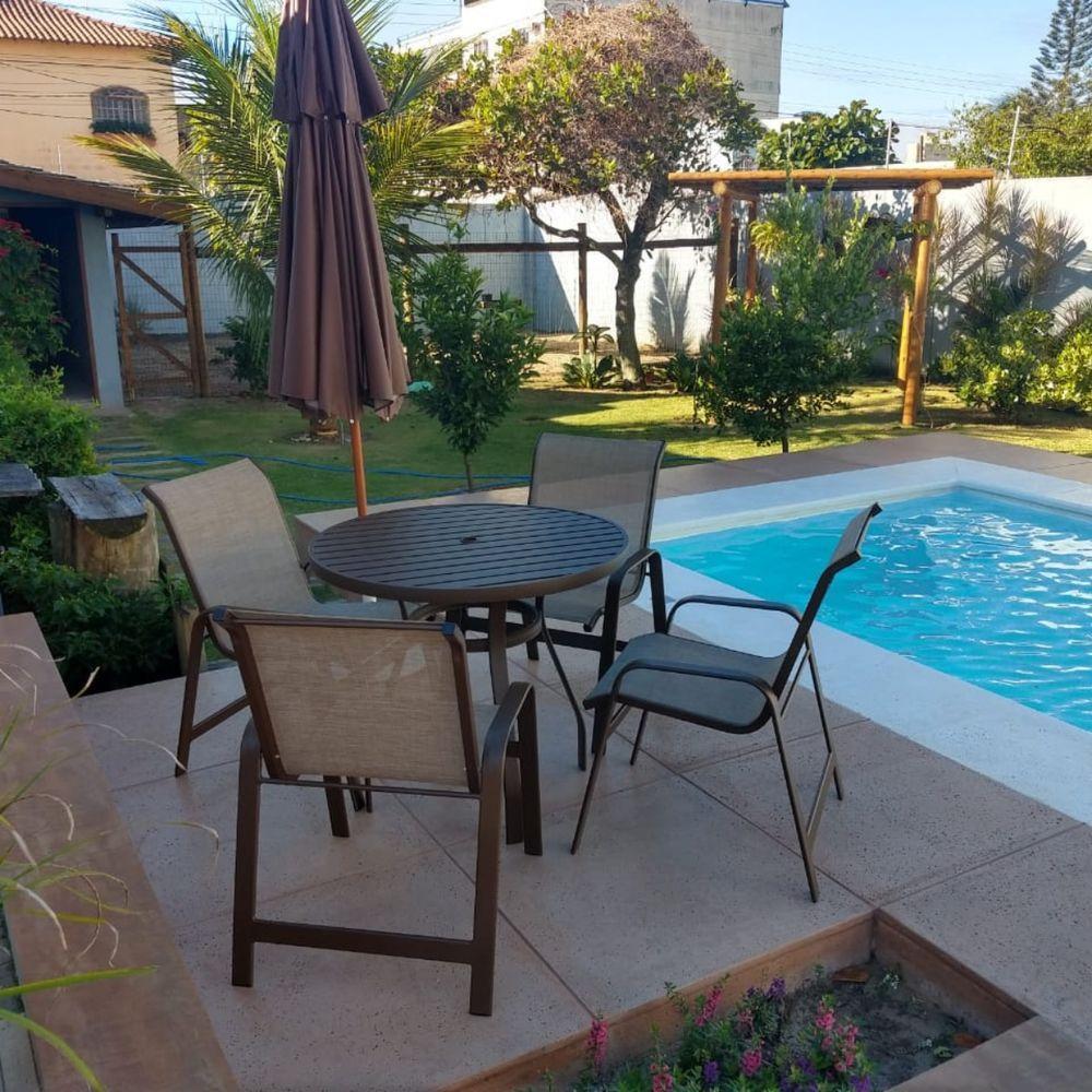 Conjunto De Mesa 1,20m Ripada + 4 Cadeiras Aluminio Piscina Jardim Bege Claro - 4