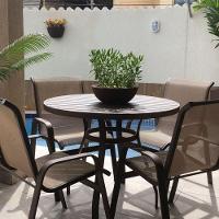 Conjunto De Mesa 1,20m Ripada + 4 Cadeiras Aluminio Piscina Jardim Bege Claro - 5